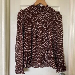 Zara Brown and White Patterned Blouse